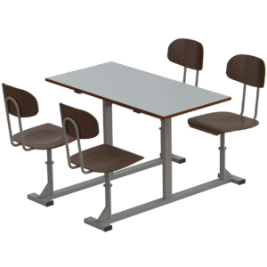 Tisch-Stuhl-Einheit in braun für vier Personen