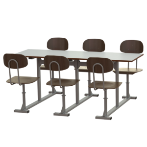 Tisch-Stuhl-Einheit in braun für sechs Personen
